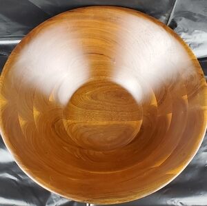 Vermillion Walnut Vintage MCM Real Wood 14” Salad Fruit Serving Bowl